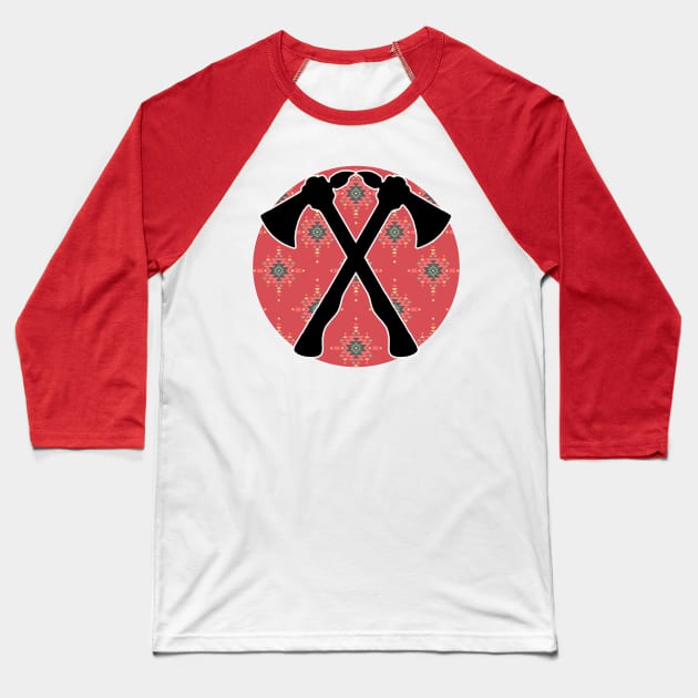 Tomahawk Pattern - 5 Baseball T-Shirt by Brightfeather